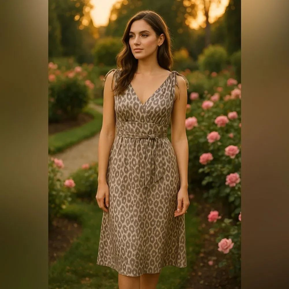 🐆 Banana Republic Heritage Silk Leopard Print Dress – Size 8